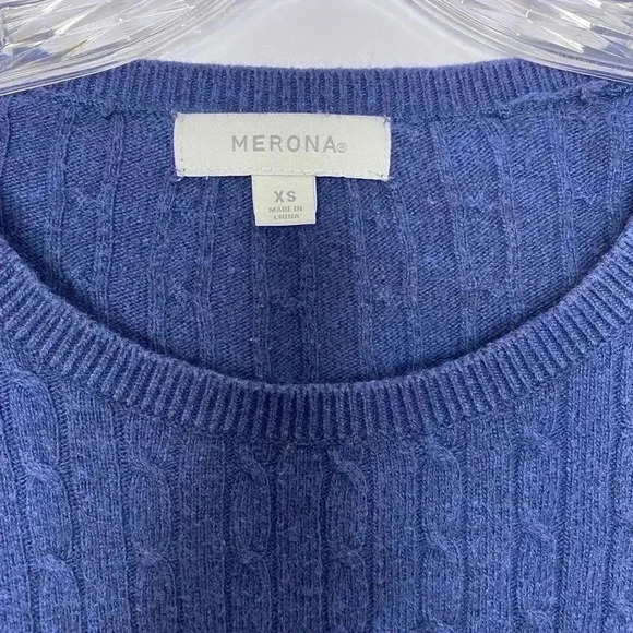 Merona Blue Wool & Rabbit Hair Blend Cable Knit Sweater - Picture 3 of 5